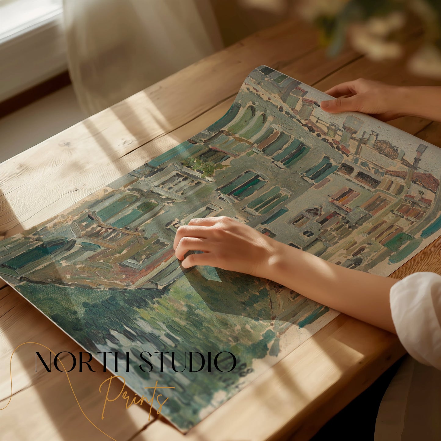 Premium Poster of Beautiful Canal Scene in Italy Decorative Art Posters