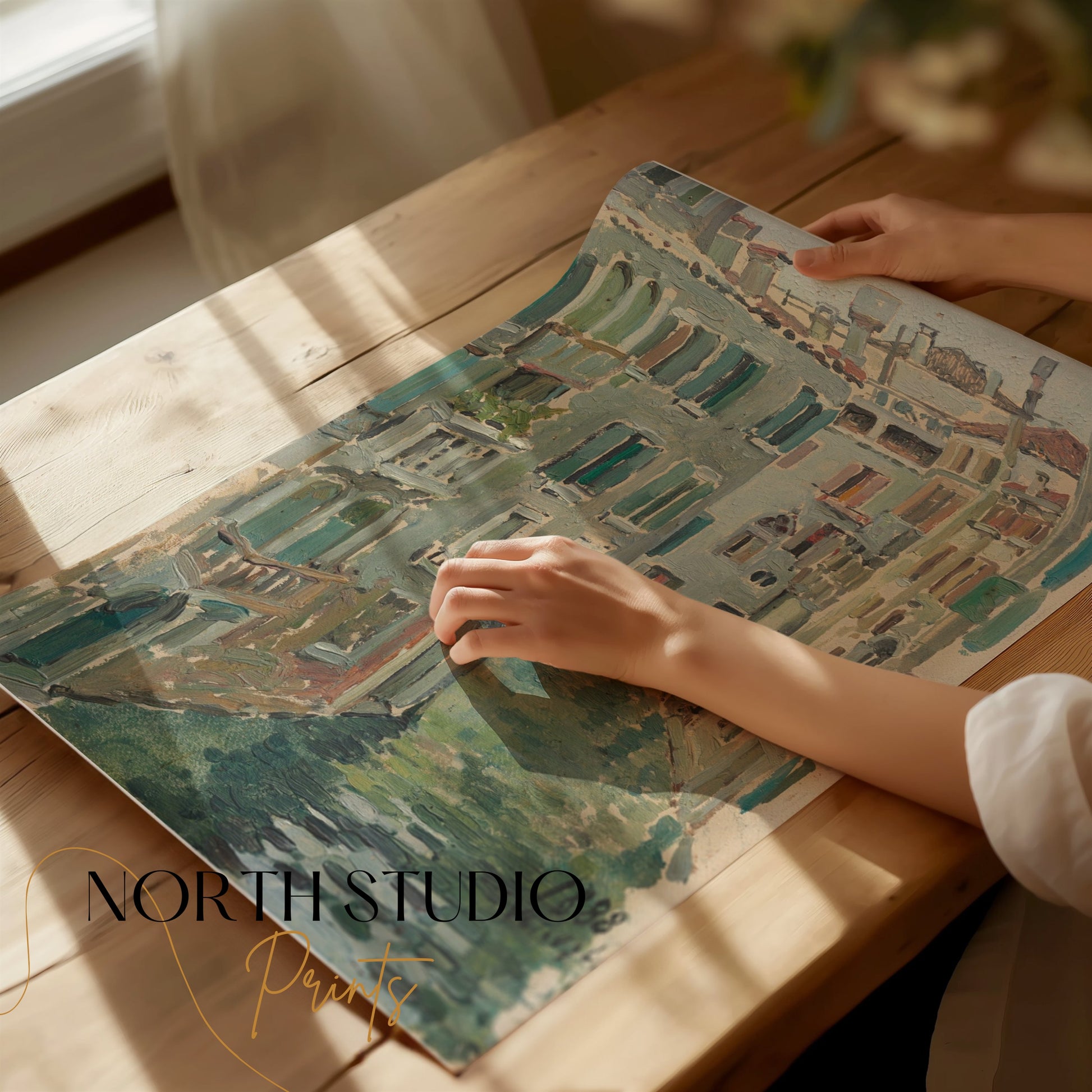 Premium Poster of Beautiful Canal Scene in Italy Decorative Art Posters