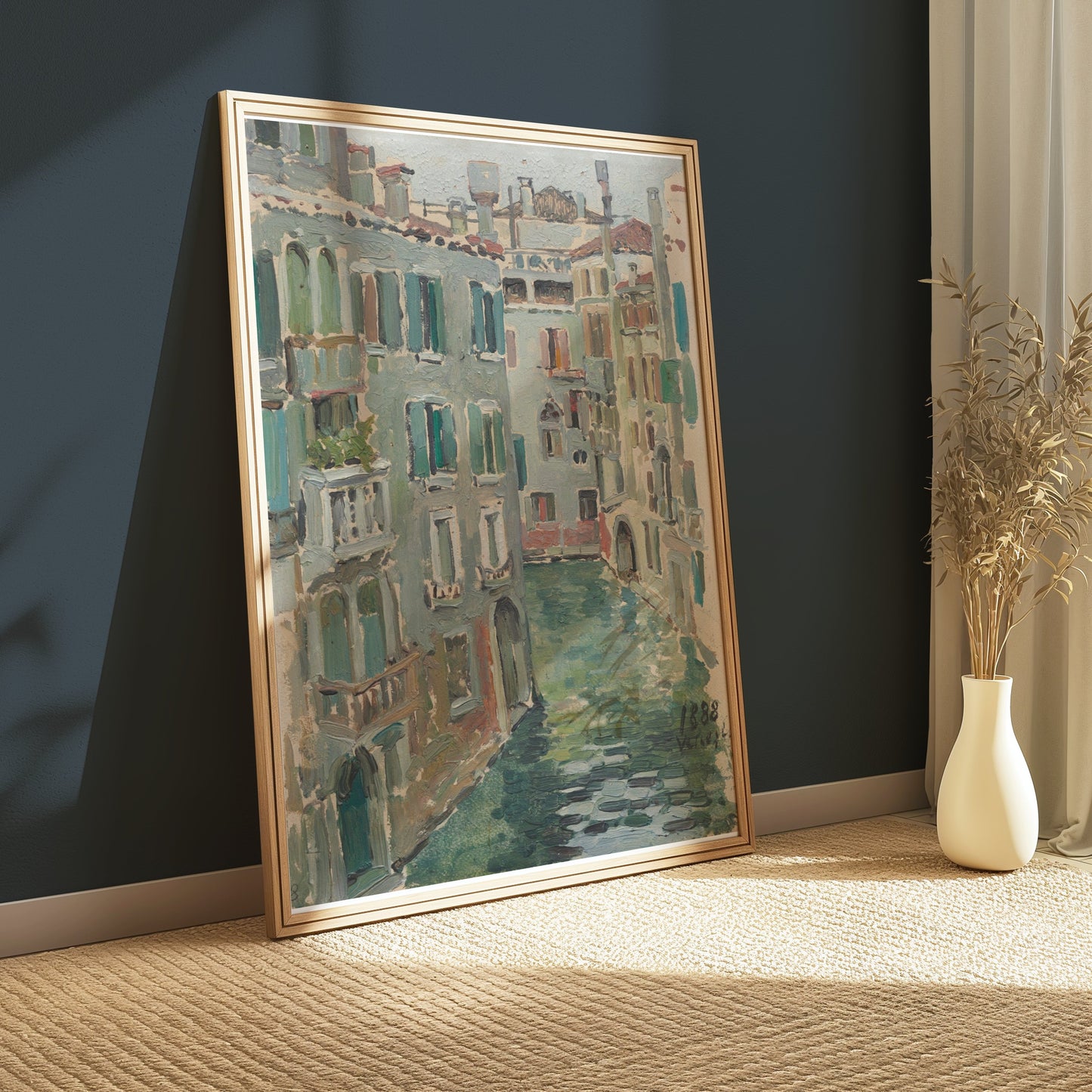 Premium Poster of Beautiful Canal Scene in Italy Decorative Art Posters