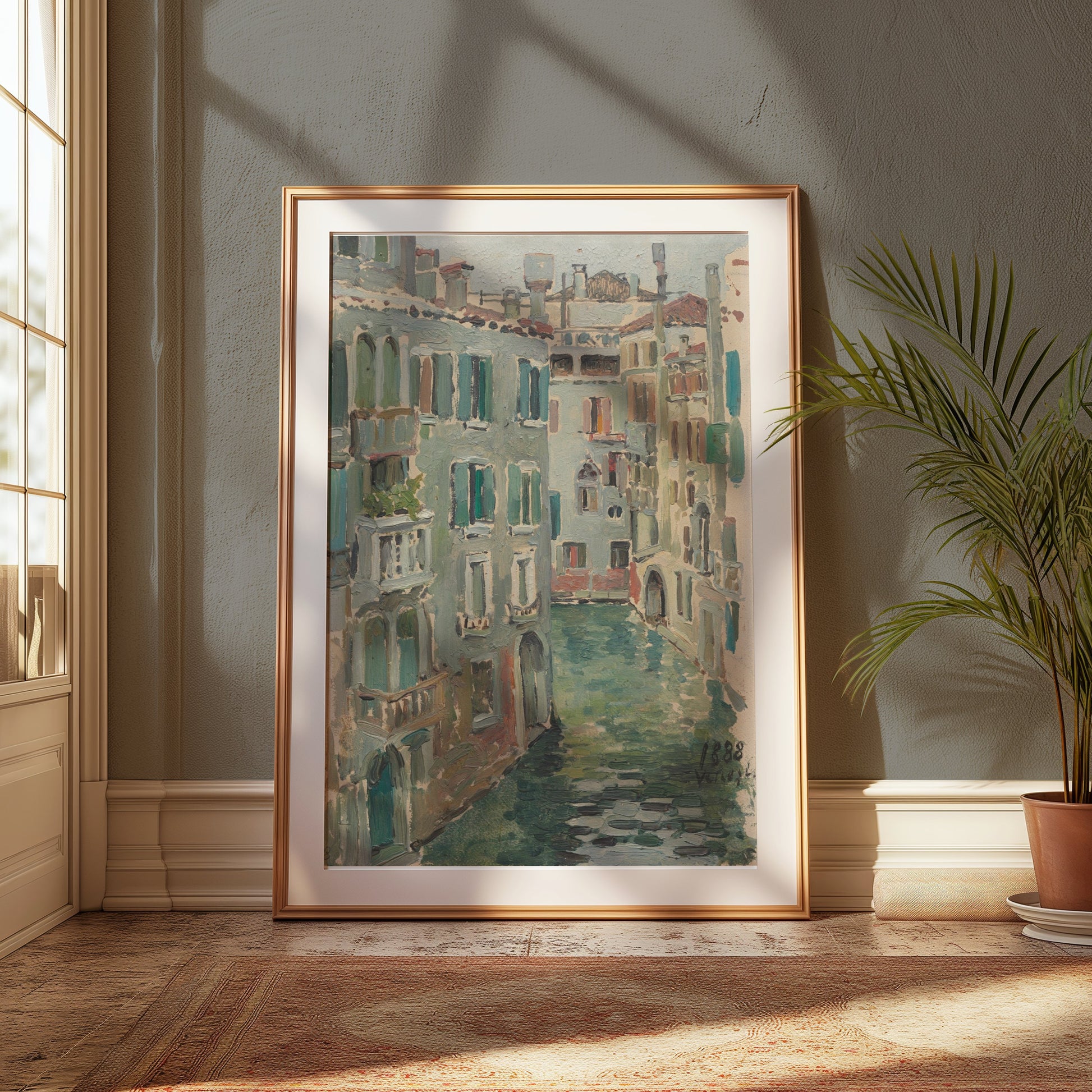 Premium Poster of Beautiful Canal Scene in Italy Decorative Art Posters