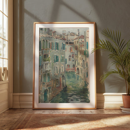 Premium Poster of Beautiful Canal Scene in Italy Decorative Art Posters