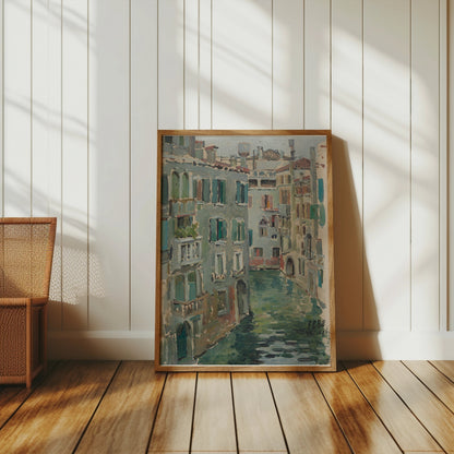 Premium Poster of Beautiful Canal Scene in Italy Decorative Art Posters