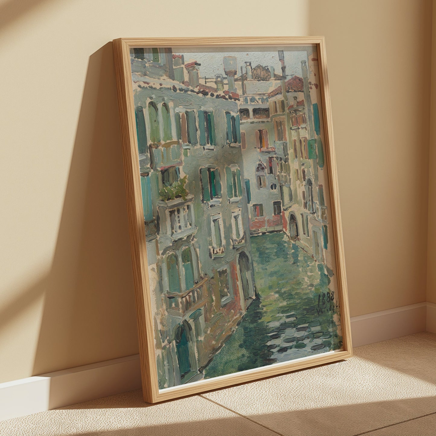 Premium Poster of Beautiful Canal Scene in Italy Decorative Art Posters