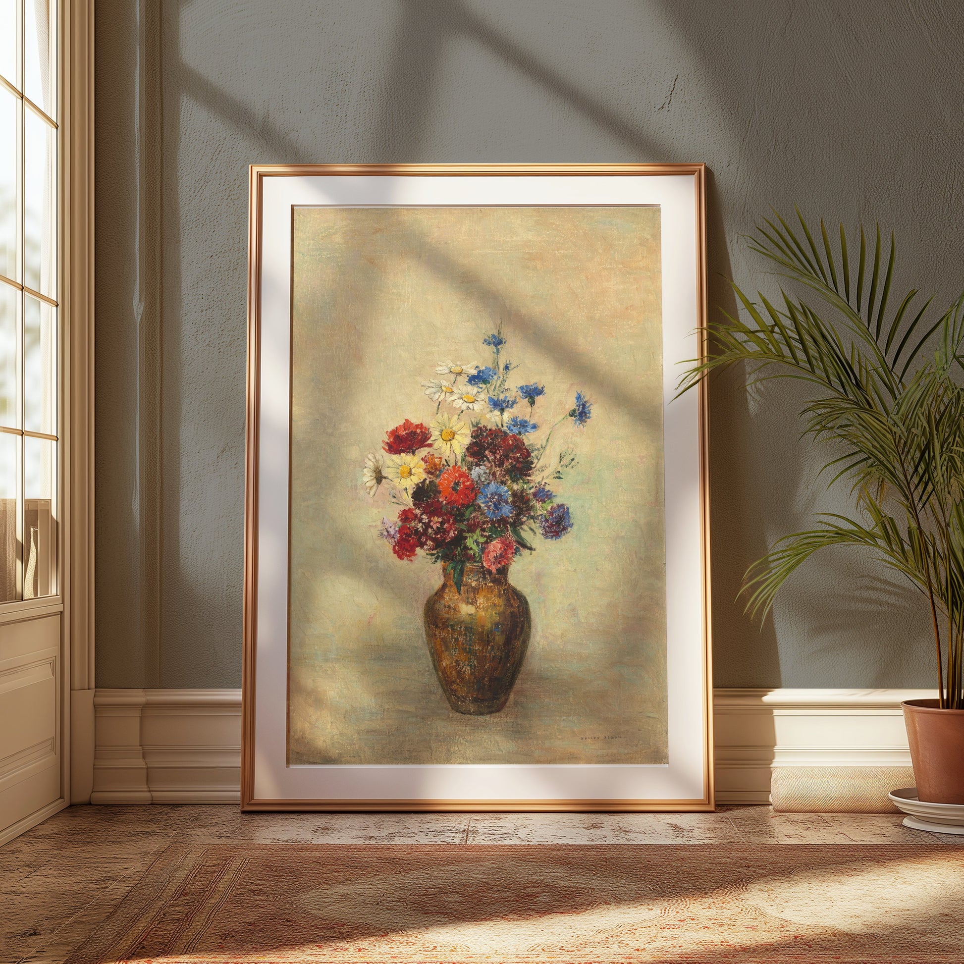 Premium Poster of Beautiful Colorful Flowers in Vase Art Print Posters