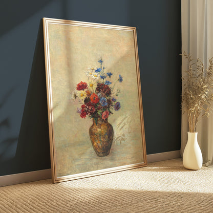 Premium Poster of Beautiful Colorful Flowers in Vase Art Print Posters