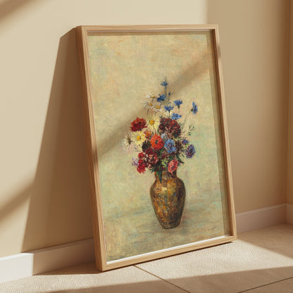 Premium Poster of Beautiful Colorful Flowers in Vase Art Print Posters