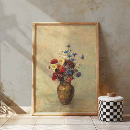 Premium Poster of Beautiful Colorful Flowers in Vase Art Print Posters