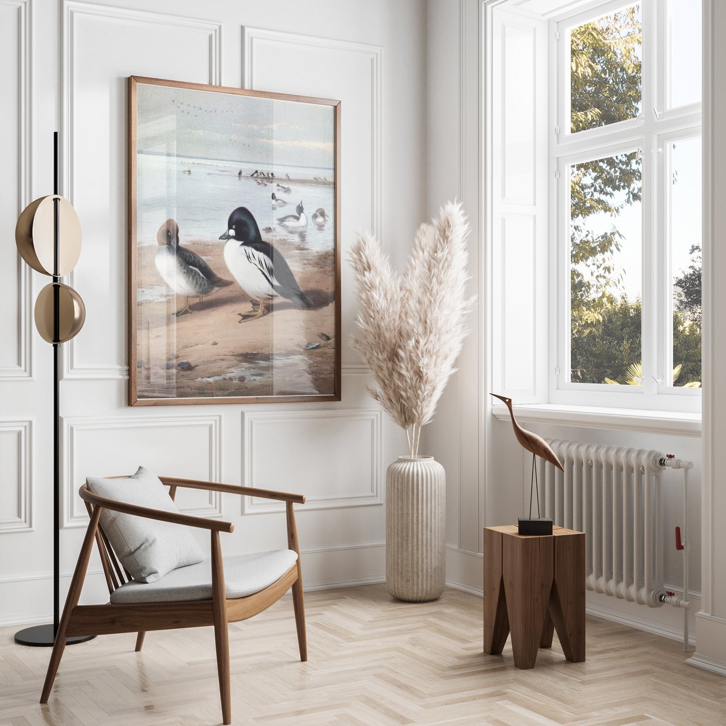 Premium Poster of Beautiful Ducks at Seaside Waterfowl Nature Art Posters