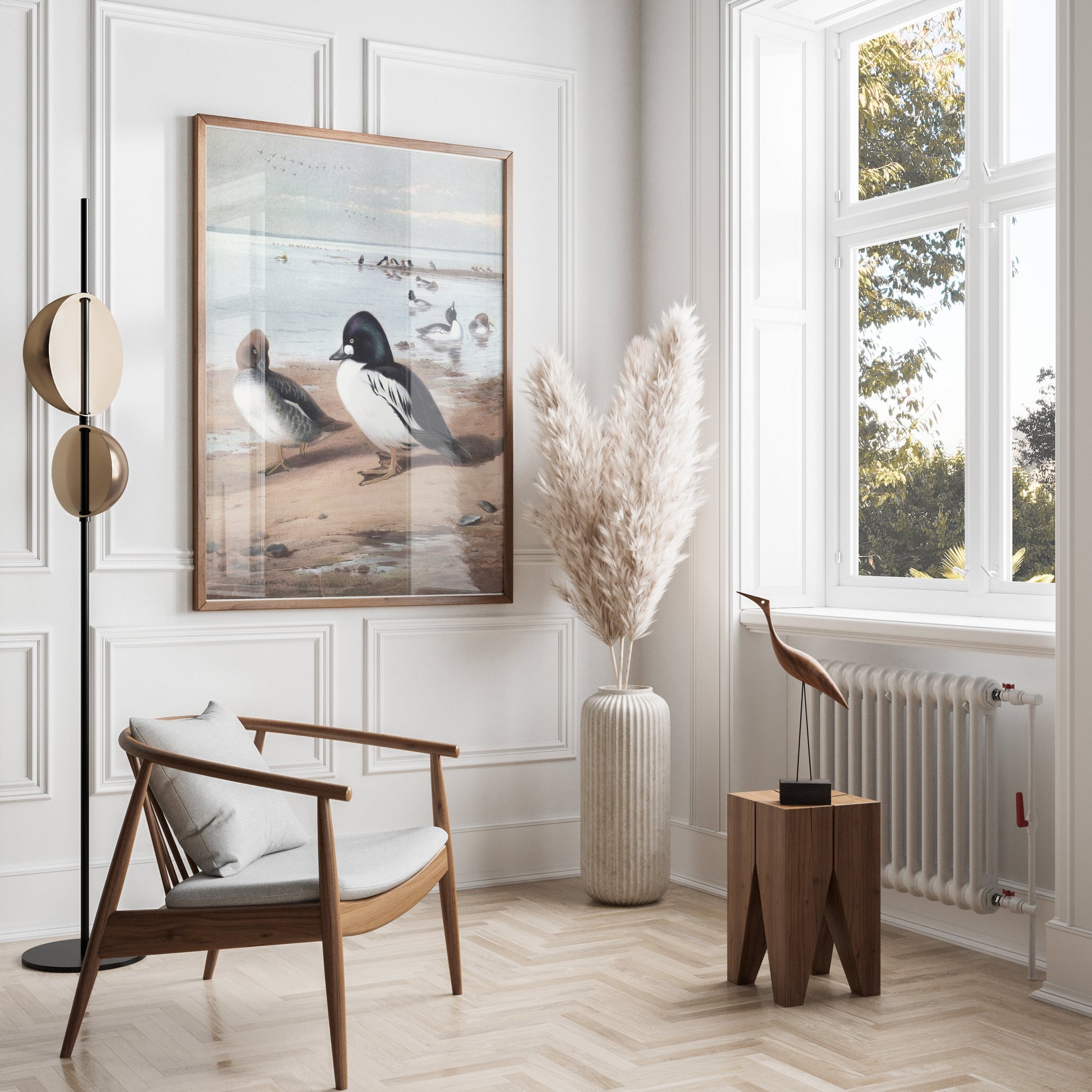 Premium Poster of Beautiful Ducks at Seaside Waterfowl Nature Art Posters