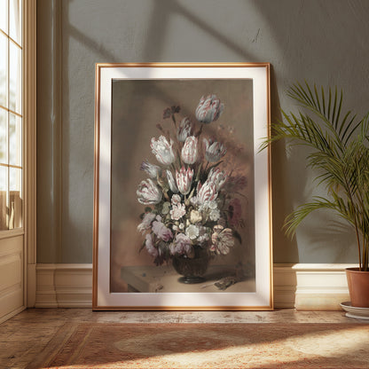Premium Poster of Beautiful Elegant White and Pink Flower Bouquet Posters