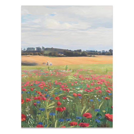 Premium Poster of Beautiful Field of Wildflowers Scenic Art Posters