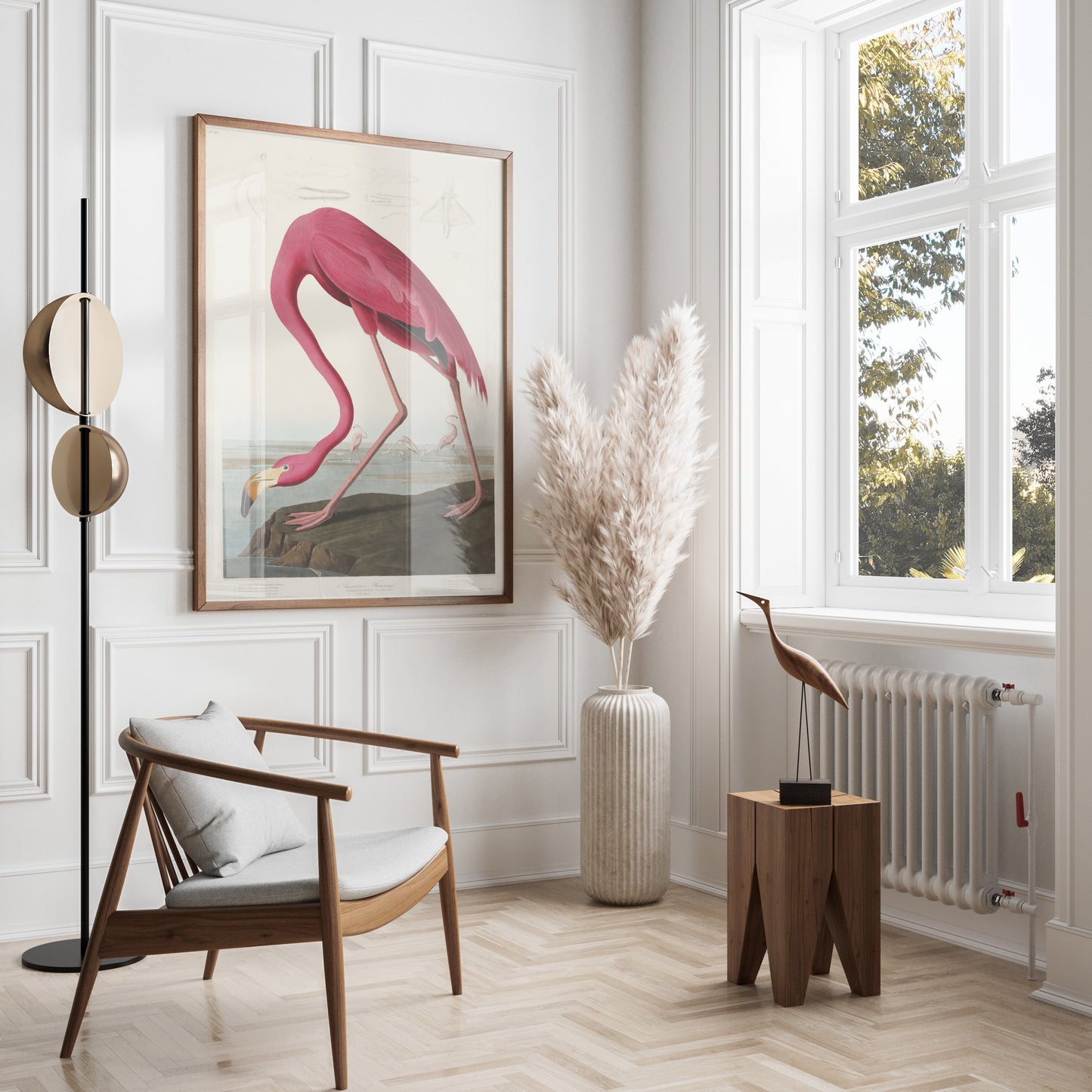 Premium Poster of Beautiful Flamingo Illustration Vintage Style Posters