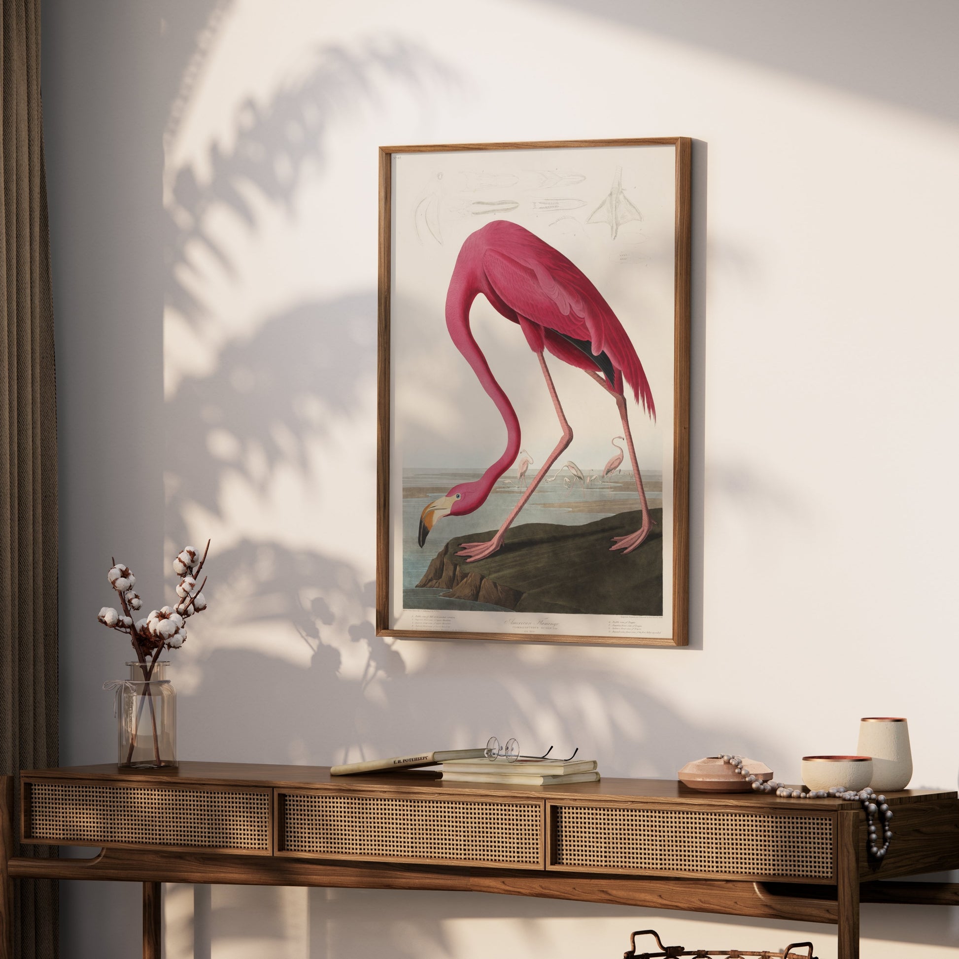Premium Poster of Beautiful Flamingo Illustration Vintage Style Posters