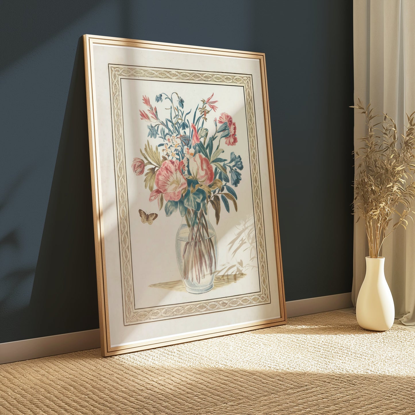 Premium Poster of Beautiful Floral Arrangement with Butterfly Posters