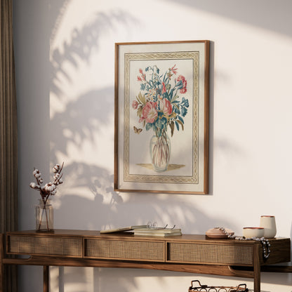 Premium Poster of Beautiful Floral Arrangement with Butterfly Posters