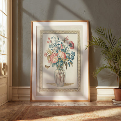 Premium Poster of Beautiful Floral Arrangement with Butterfly Posters