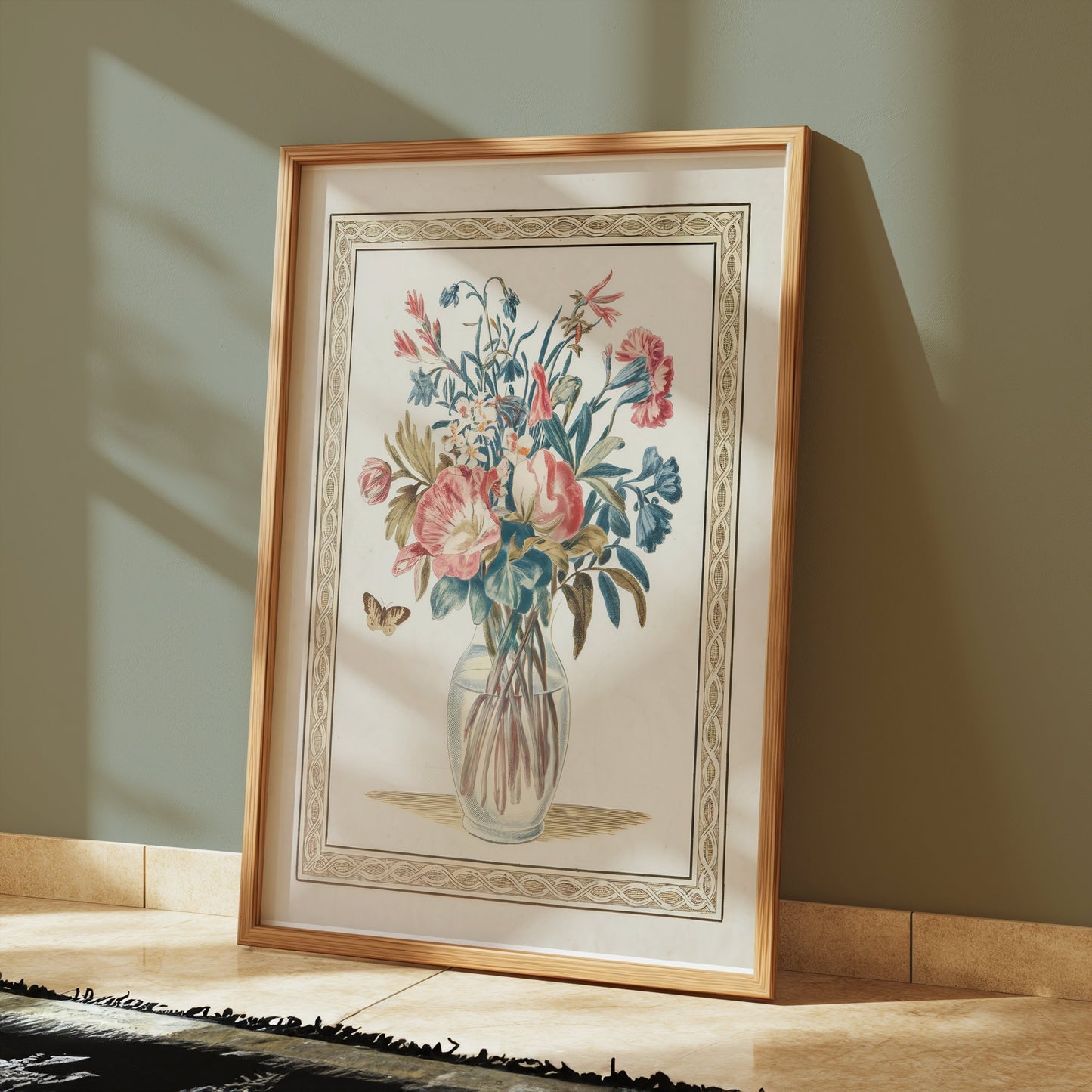 Premium Poster of Beautiful Floral Arrangement with Butterfly Posters