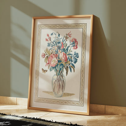 Premium Poster of Beautiful Floral Arrangement with Butterfly Posters