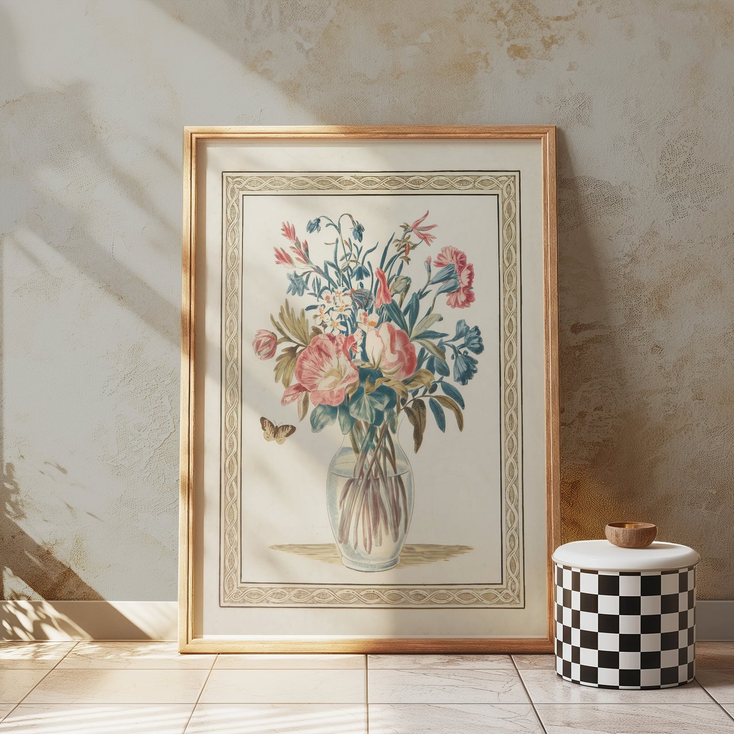 Premium Poster of Beautiful Floral Arrangement with Butterfly Posters
