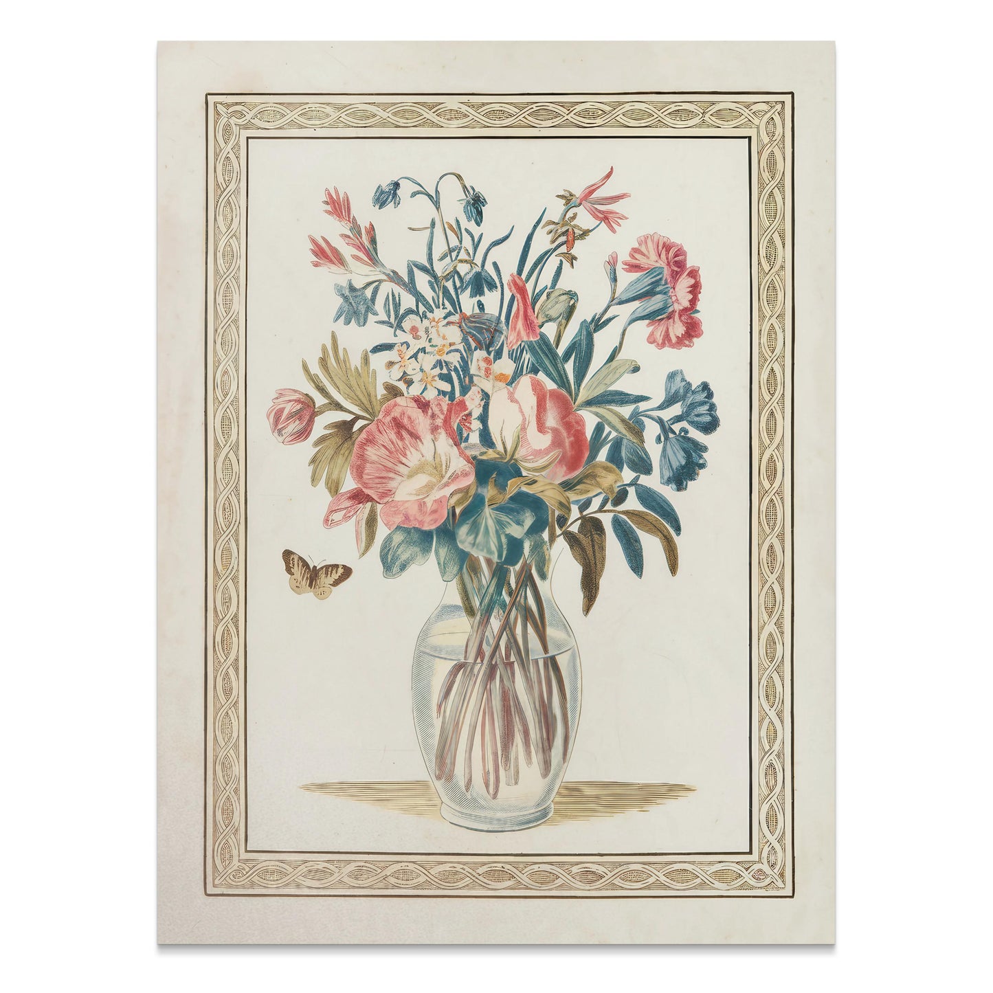 Premium Poster of Beautiful Floral Arrangement with Butterfly Posters