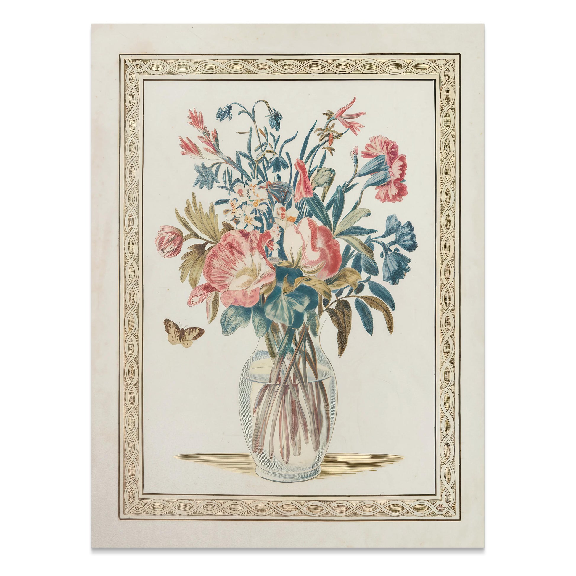 Premium Poster of Beautiful Floral Arrangement with Butterfly Posters