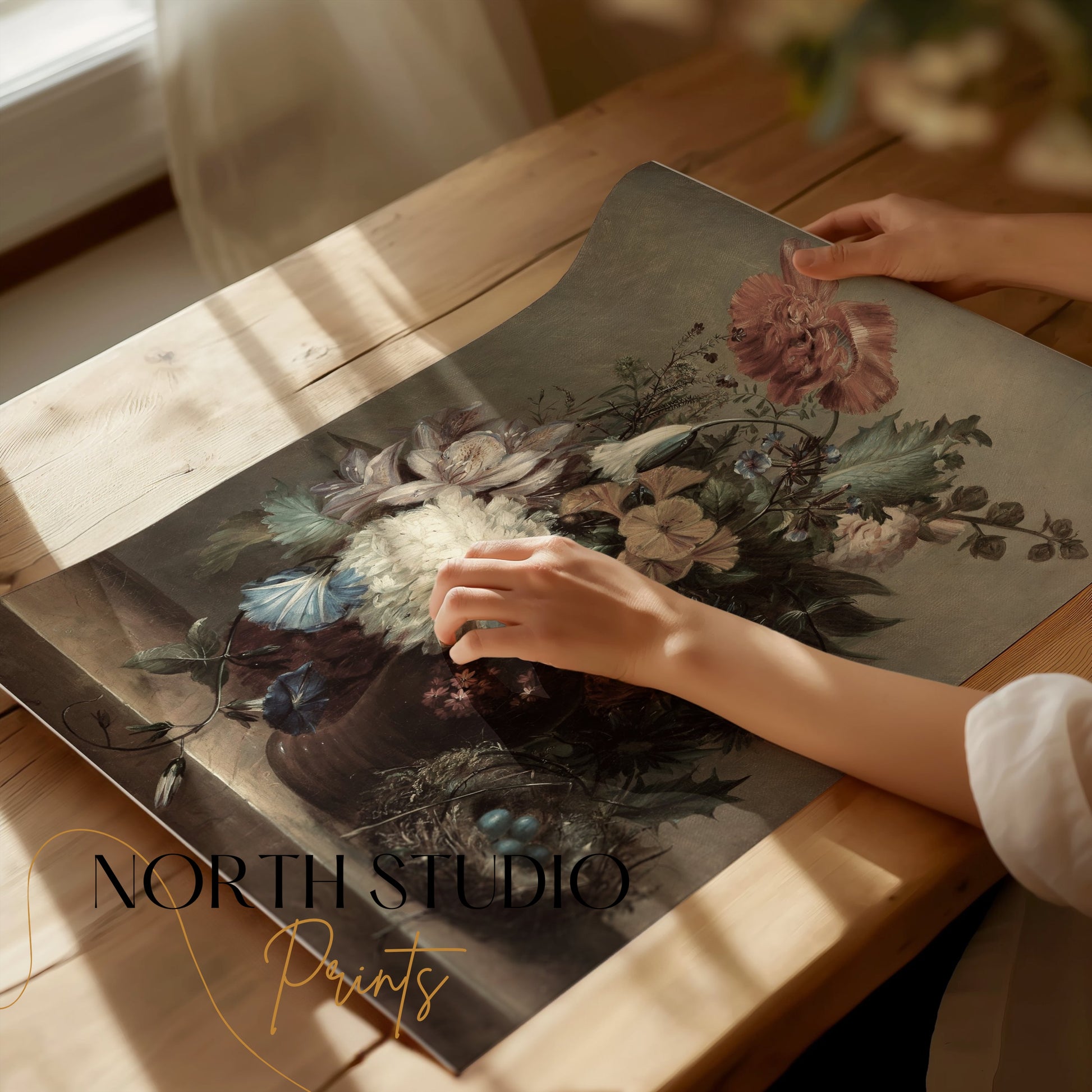 Premium Poster of Beautiful Floral Arrangement with Nest Posters