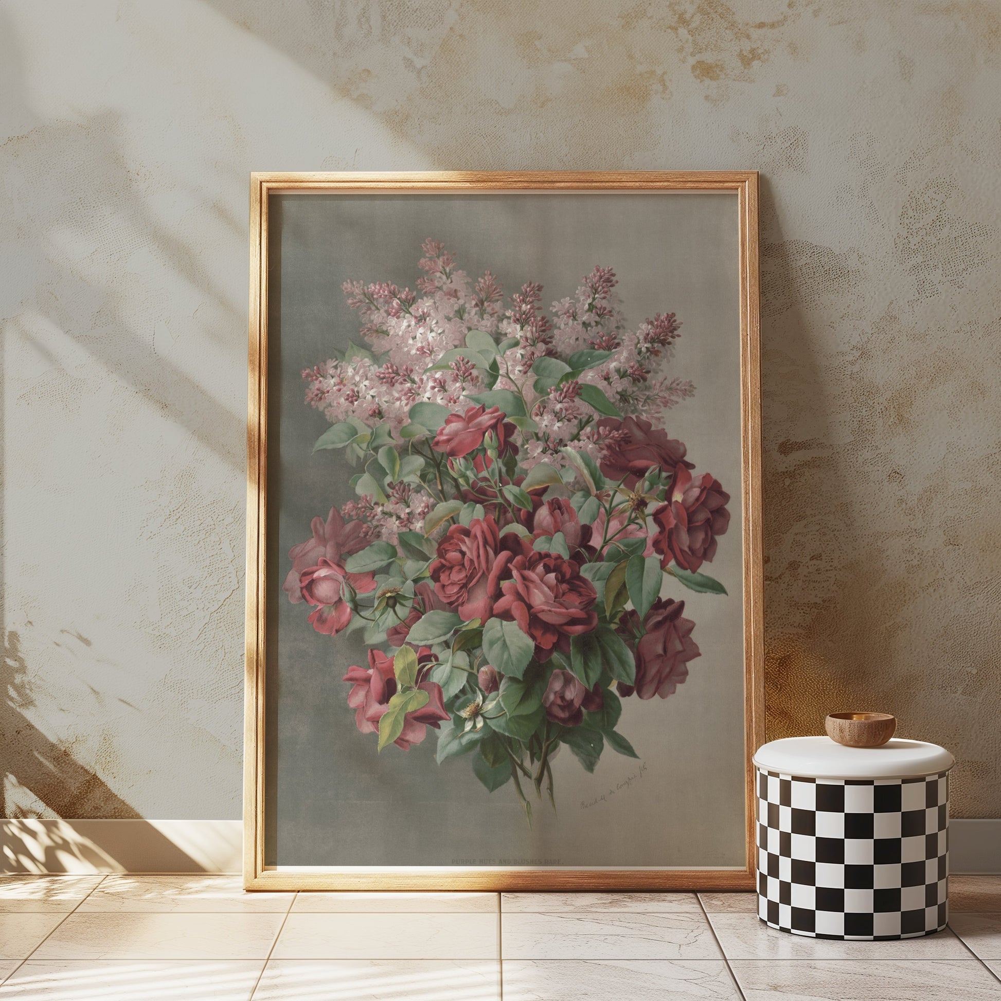Premium Poster of Beautiful Floral Arrangement with Roses and Lilacs Posters