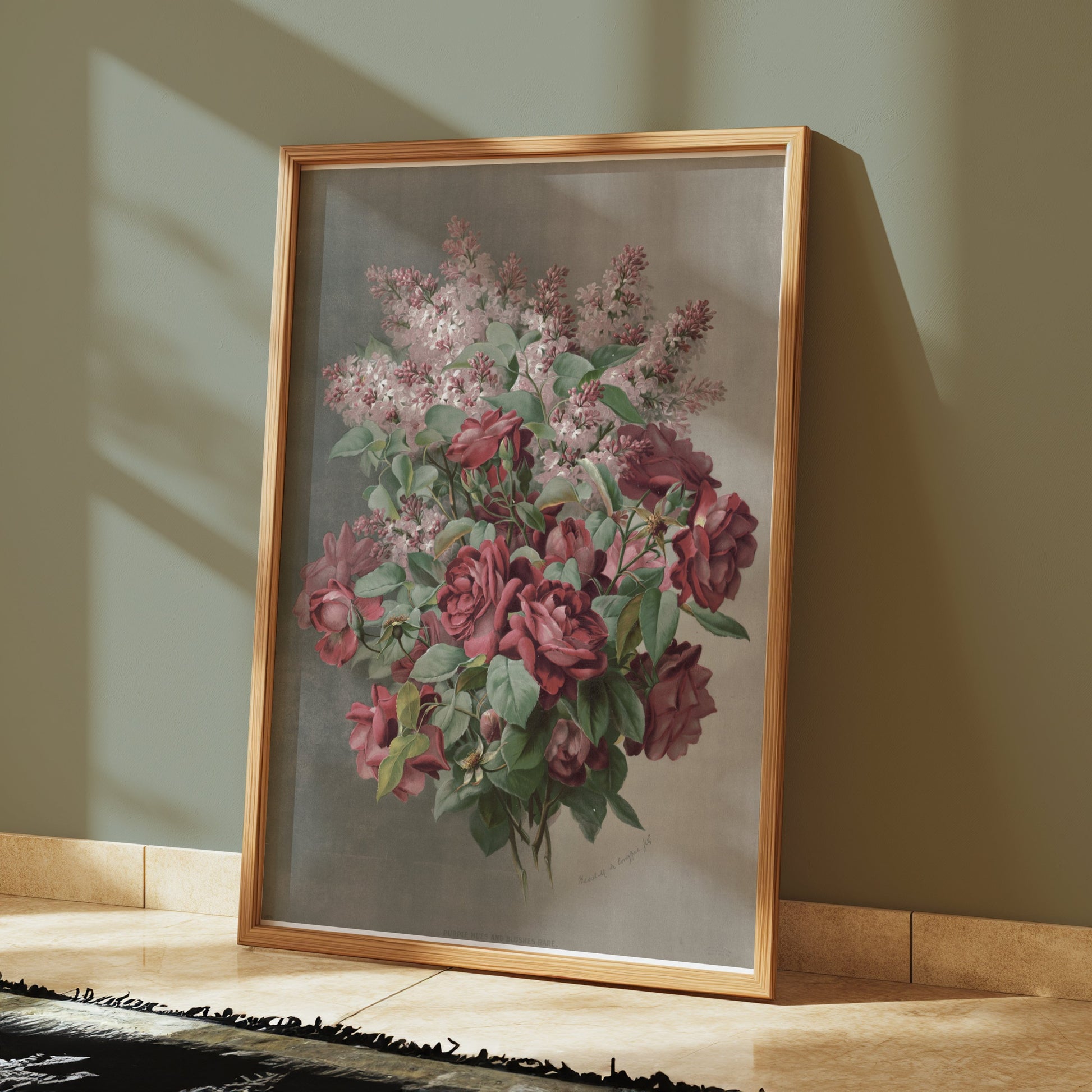 Premium Poster of Beautiful Floral Arrangement with Roses and Lilacs Posters