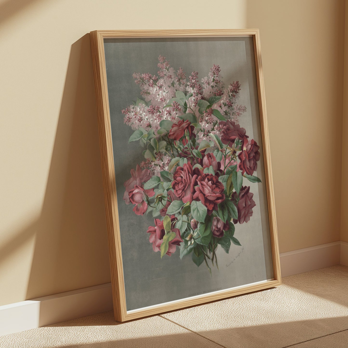 Premium Poster of Beautiful Floral Arrangement with Roses and Lilacs Posters