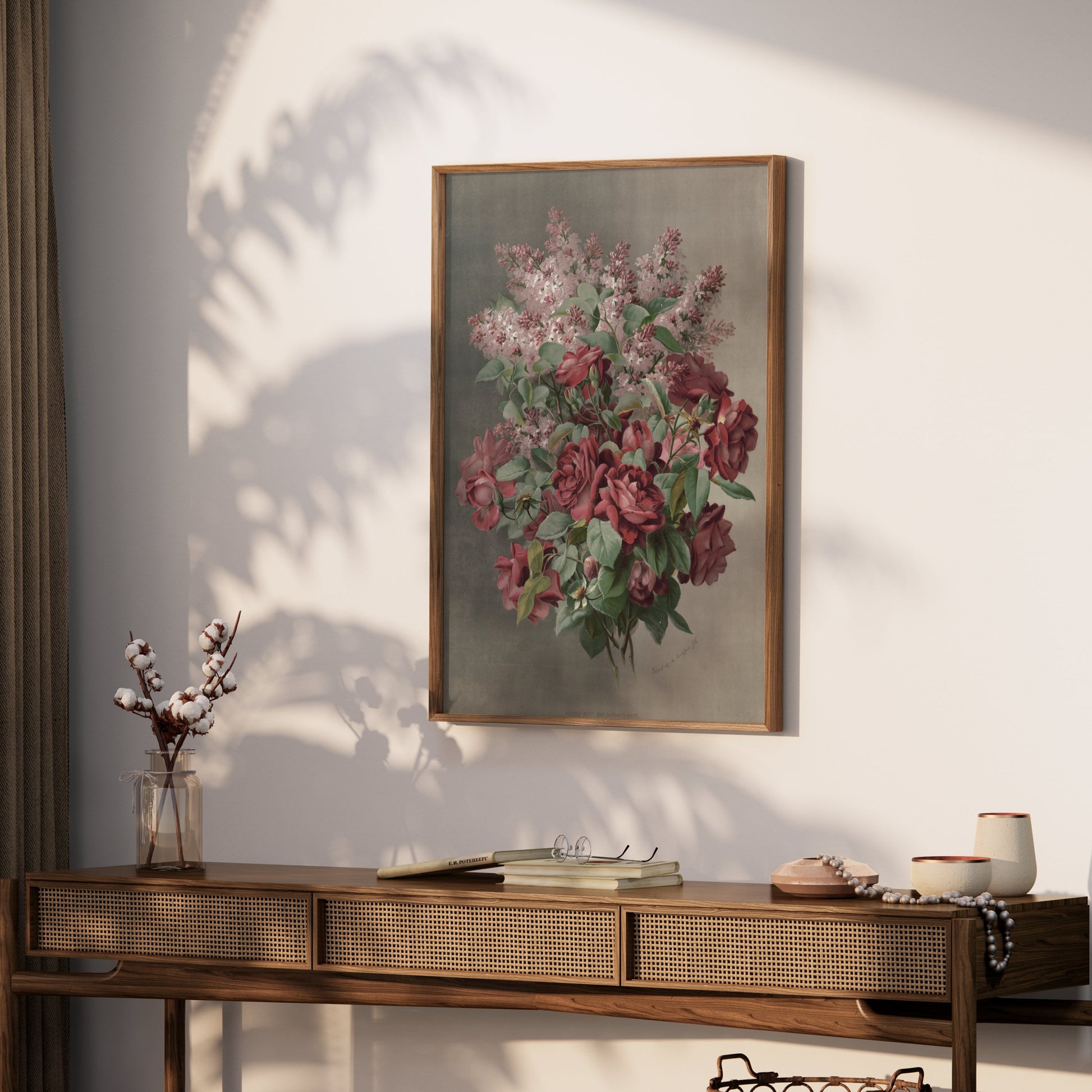 Premium Poster of Beautiful Floral Arrangement with Roses and Lilacs Posters