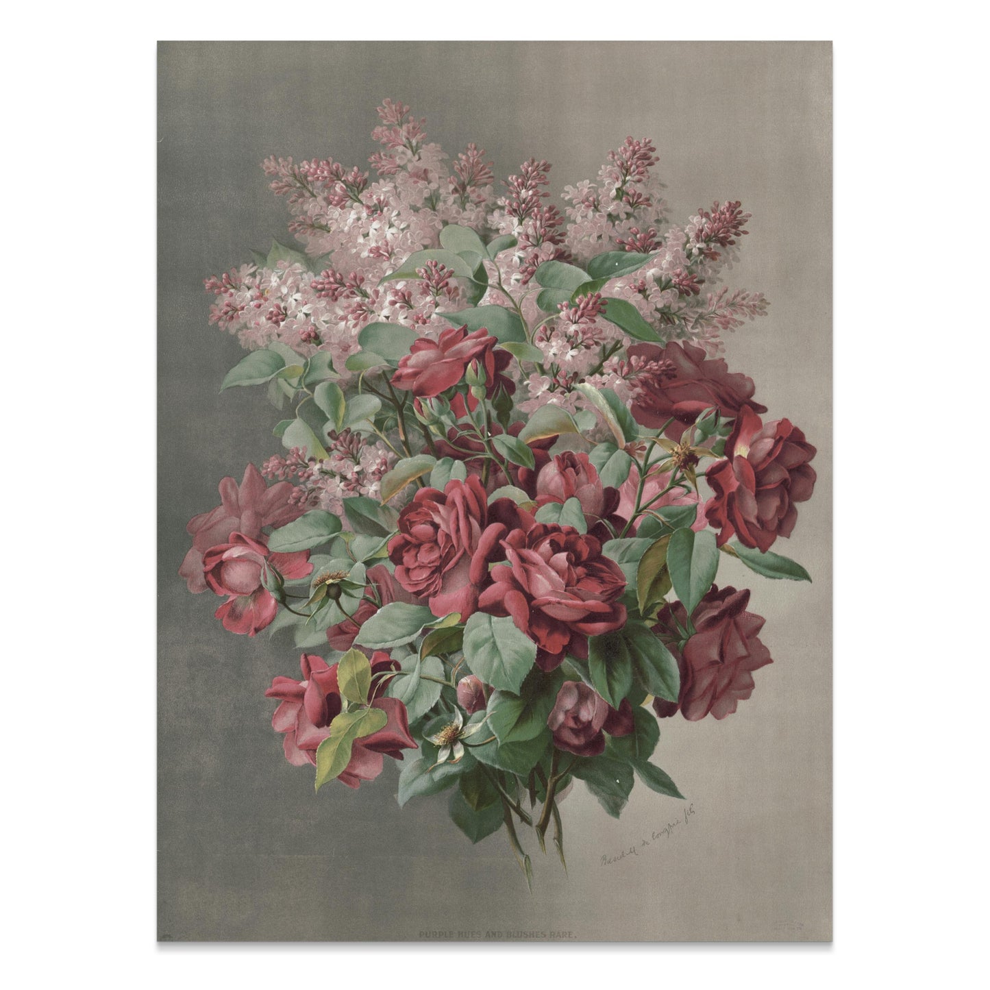 Premium Poster of Beautiful Floral Arrangement with Roses and Lilacs Posters