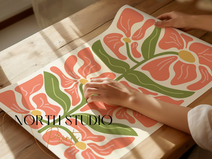 Premium Poster of Beautiful Floral Art Print Retro Style Posters