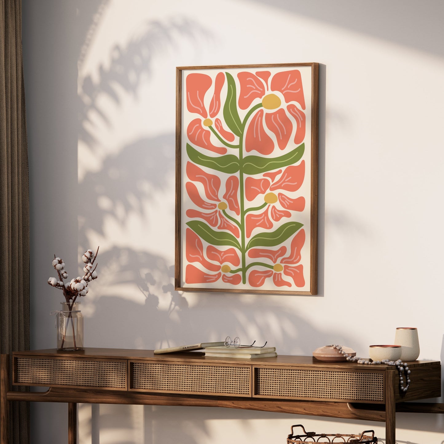 Premium Poster of Beautiful Floral Art Print Retro Style Posters
