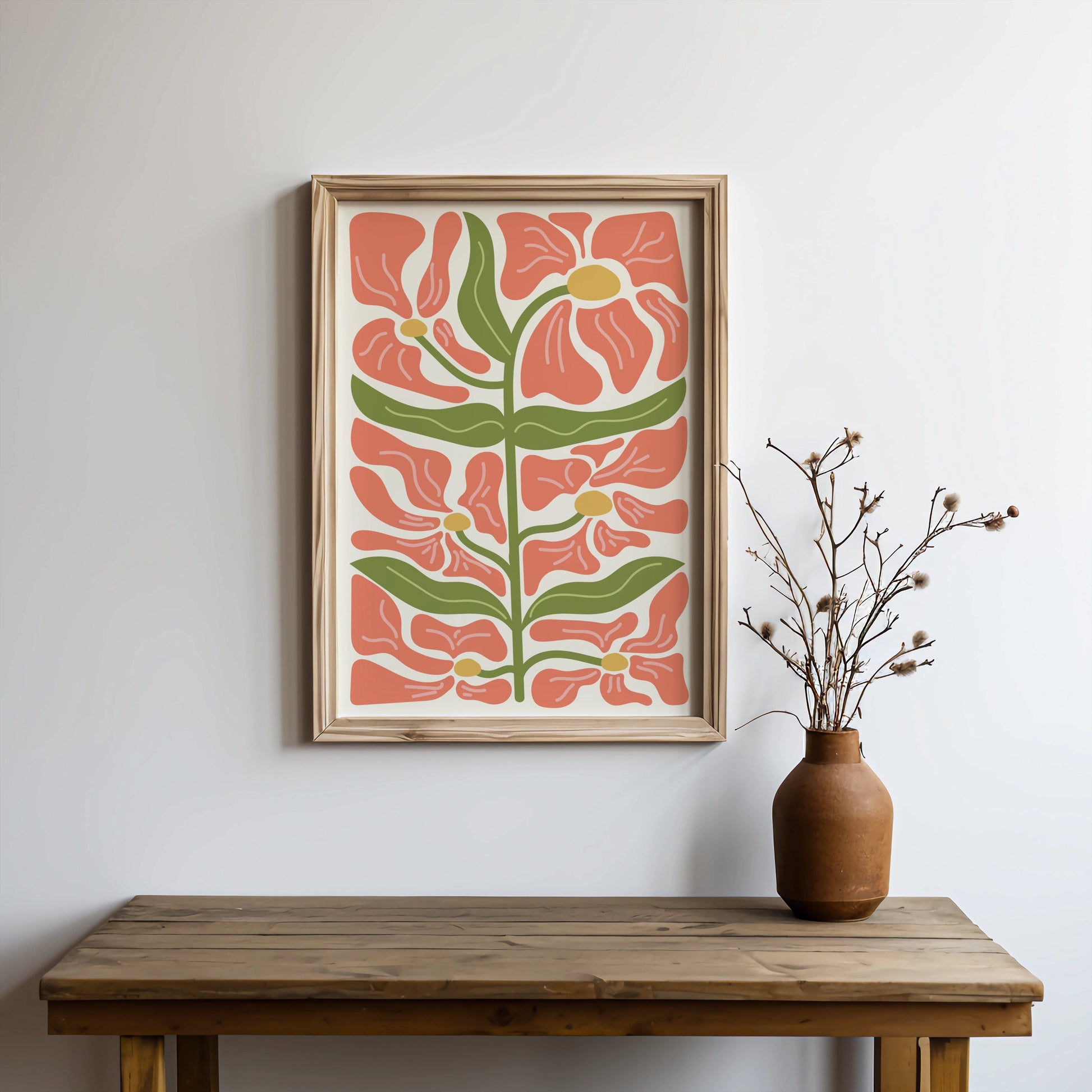 Premium Poster of Beautiful Floral Art Print Retro Style Posters