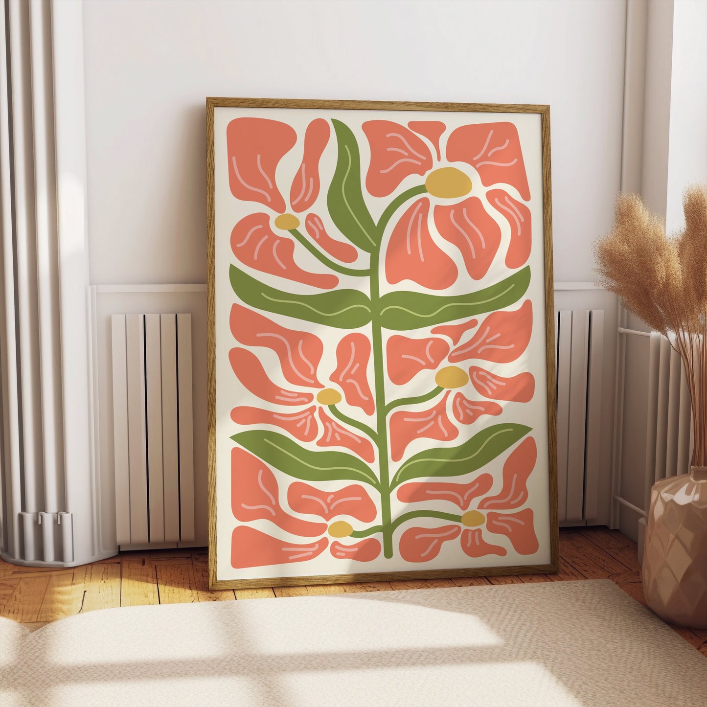 Premium Poster of Beautiful Floral Art Print Retro Style Posters