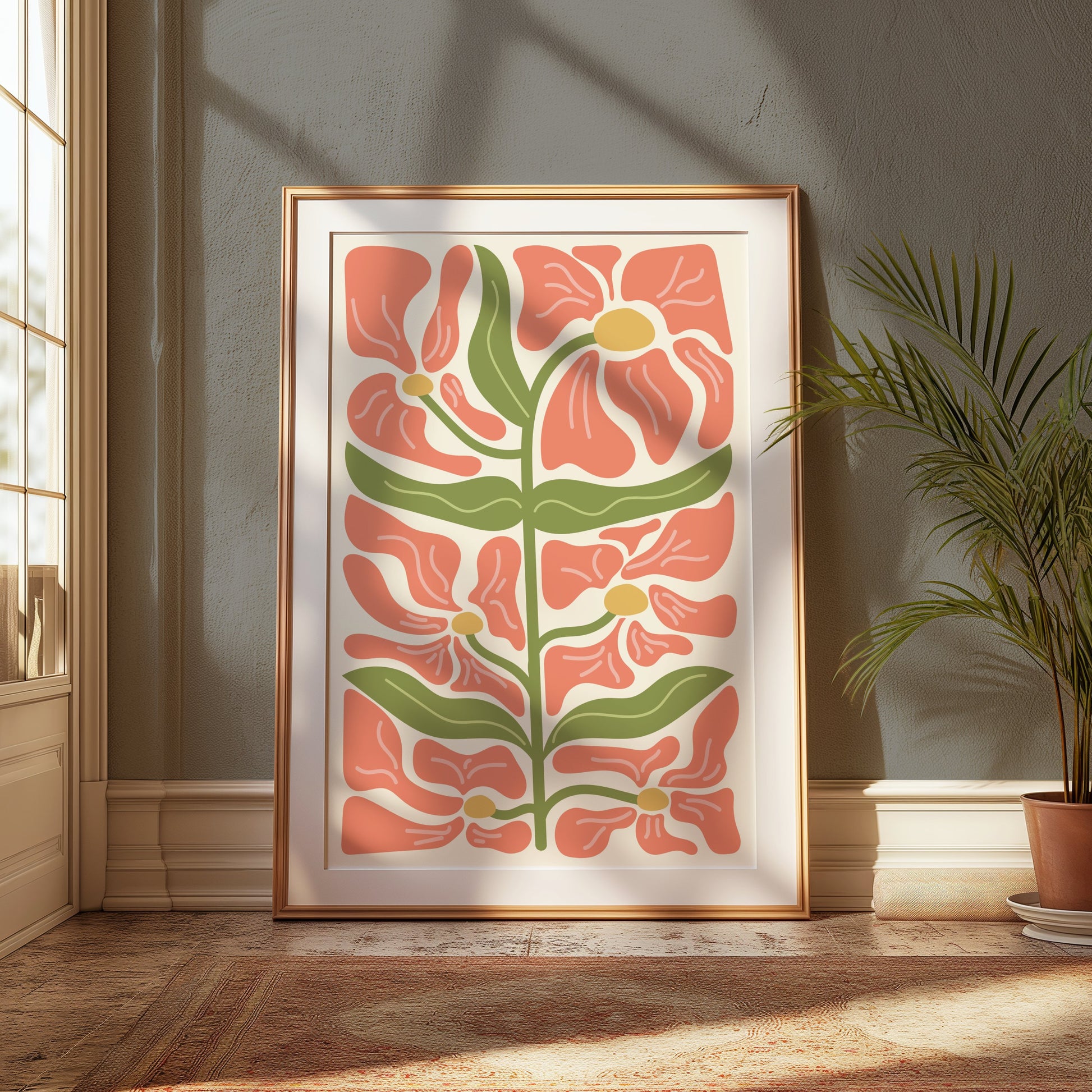 Premium Poster of Beautiful Floral Art Print Retro Style Posters