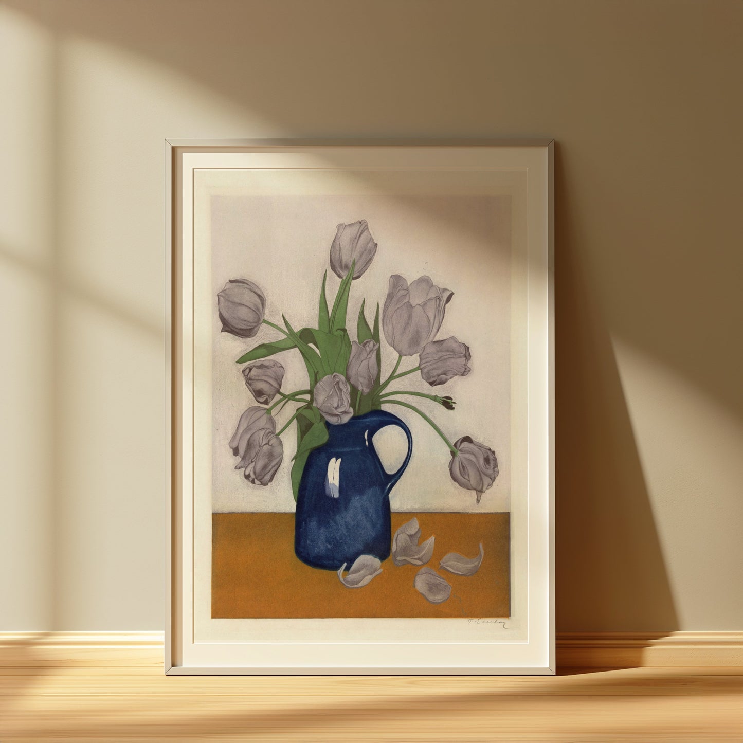 Premium Poster of Beautiful Floral Art in a Blue Vase Home Decor Posters