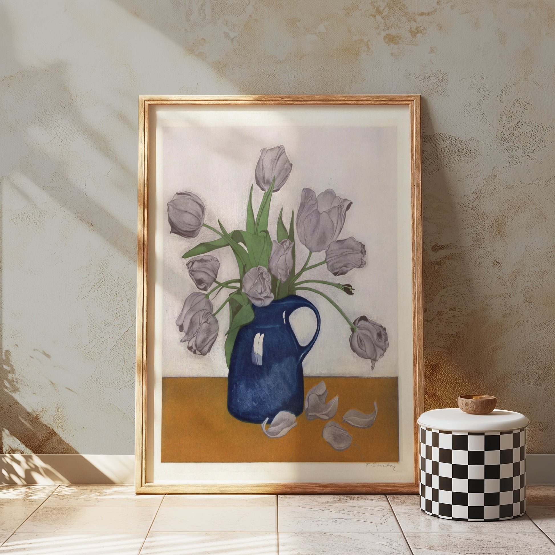 Premium Poster of Beautiful Floral Art in a Blue Vase Home Decor Posters