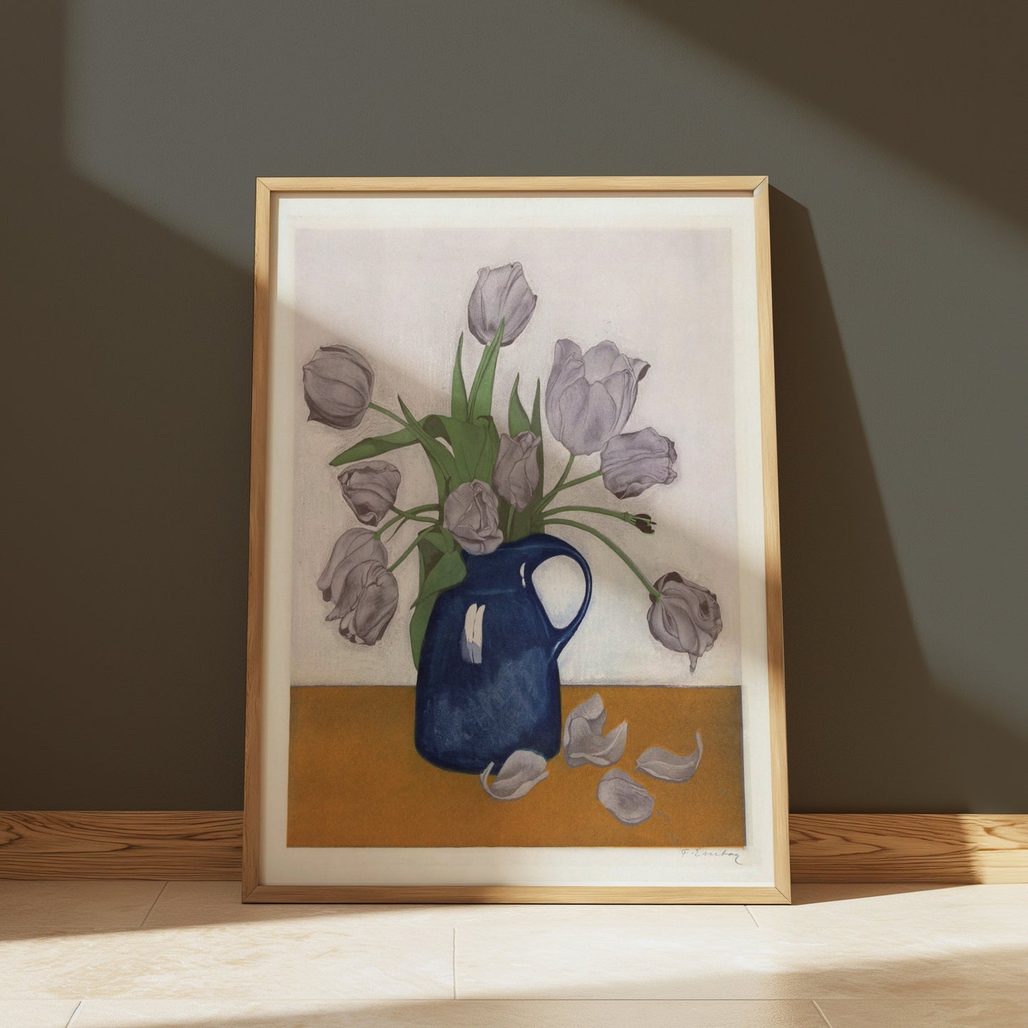 Premium Poster of Beautiful Floral Art in a Blue Vase Home Decor Posters