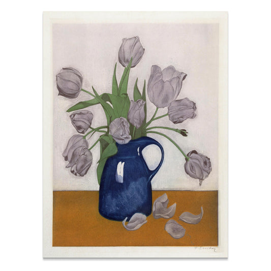 Premium Poster of Beautiful Floral Art in a Blue Vase Home Decor Posters