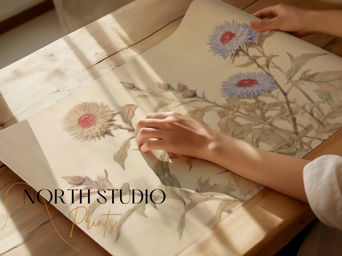 Premium Poster of Beautiful Floral Botanical Art on Neutral Background Posters