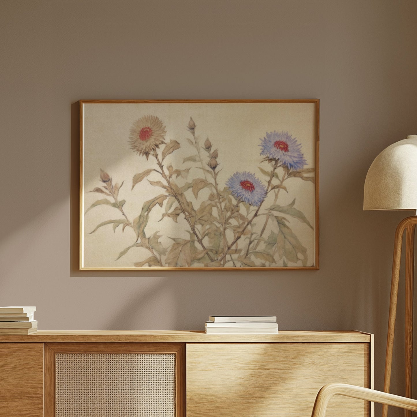 Premium Poster of Beautiful Floral Botanical Art on Neutral Background Posters
