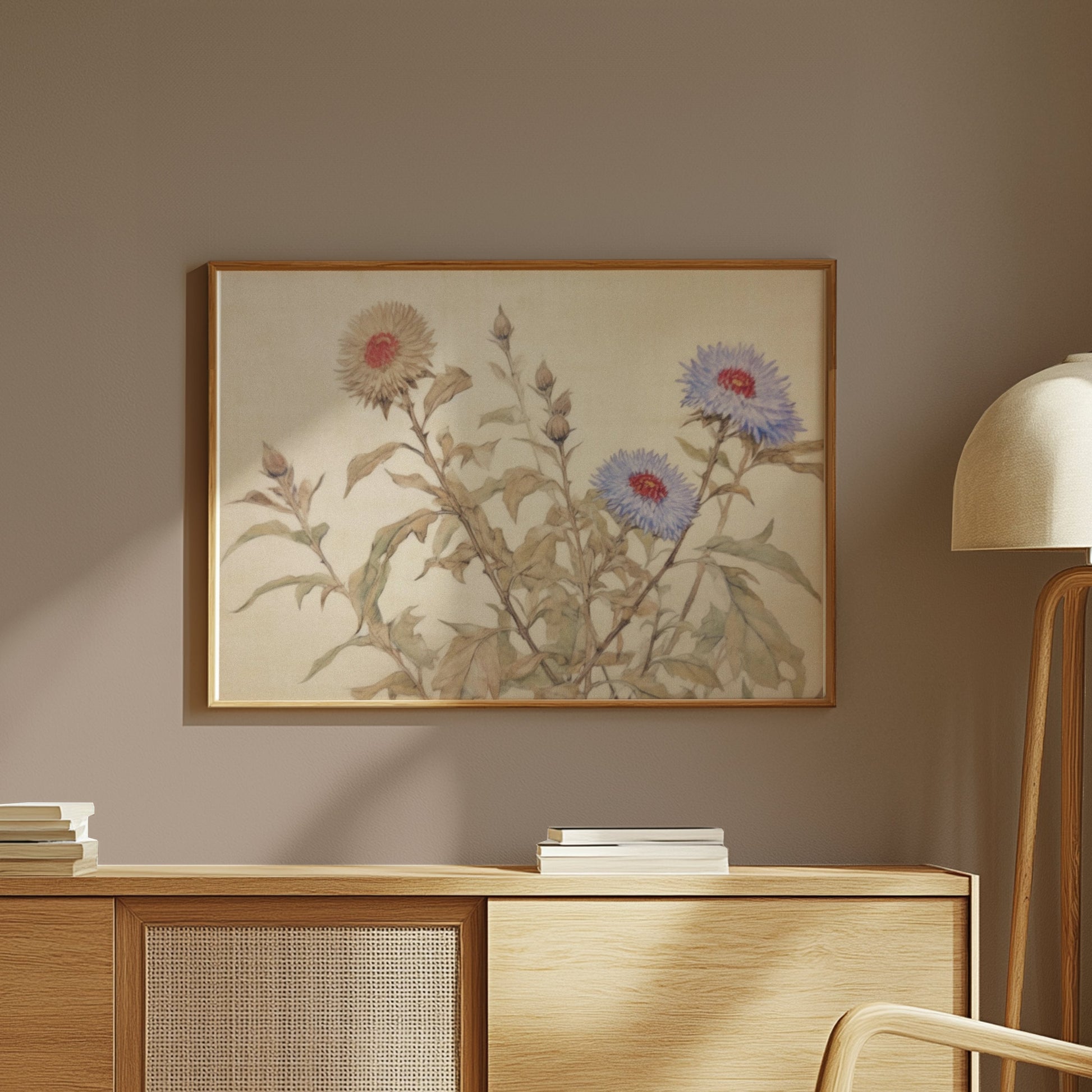 Premium Poster of Beautiful Floral Botanical Art on Neutral Background Posters
