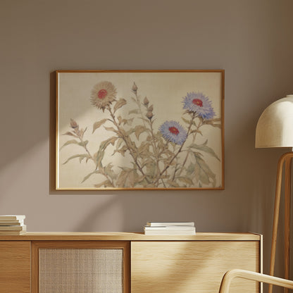 Premium Poster of Beautiful Floral Botanical Art on Neutral Background Posters