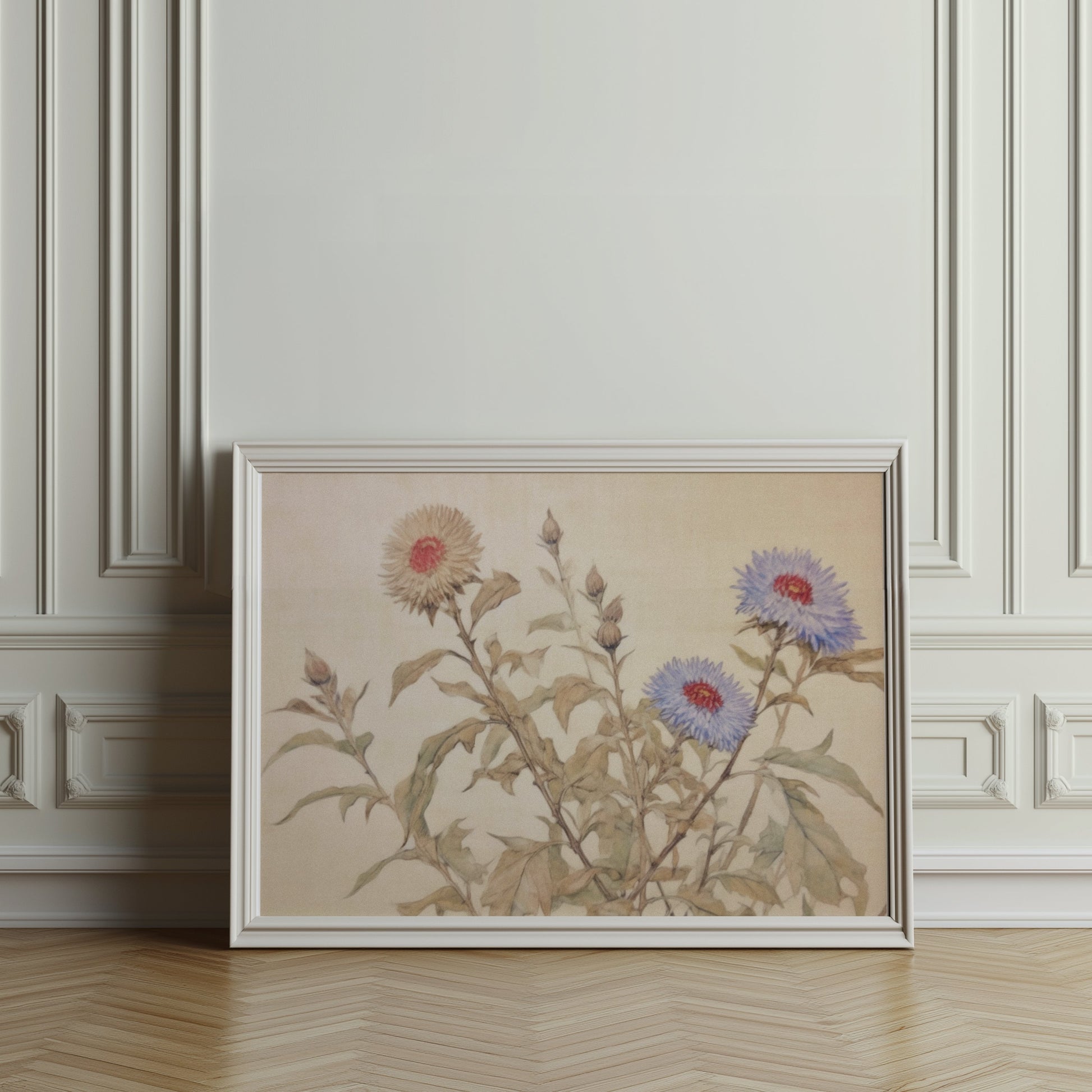 Premium Poster of Beautiful Floral Botanical Art on Neutral Background Posters