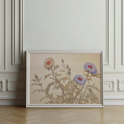 Premium Poster of Beautiful Floral Botanical Art on Neutral Background Posters