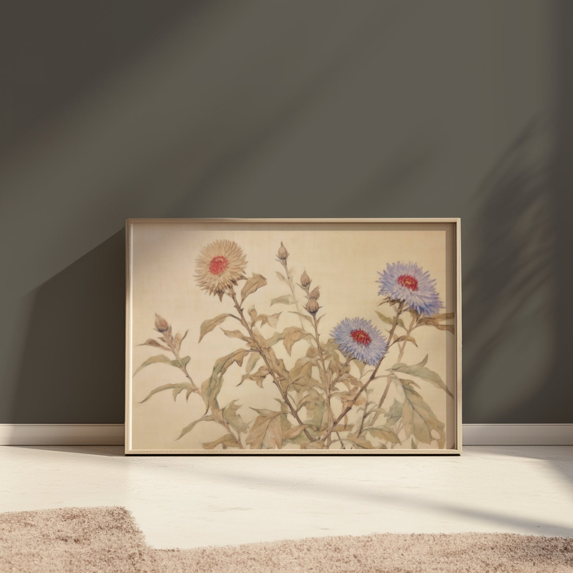 Premium Poster of Beautiful Floral Botanical Art on Neutral Background Posters