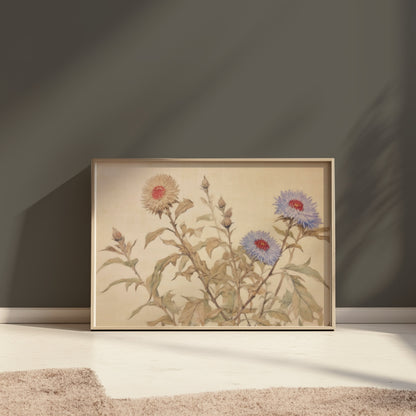 Premium Poster of Beautiful Floral Botanical Art on Neutral Background Posters