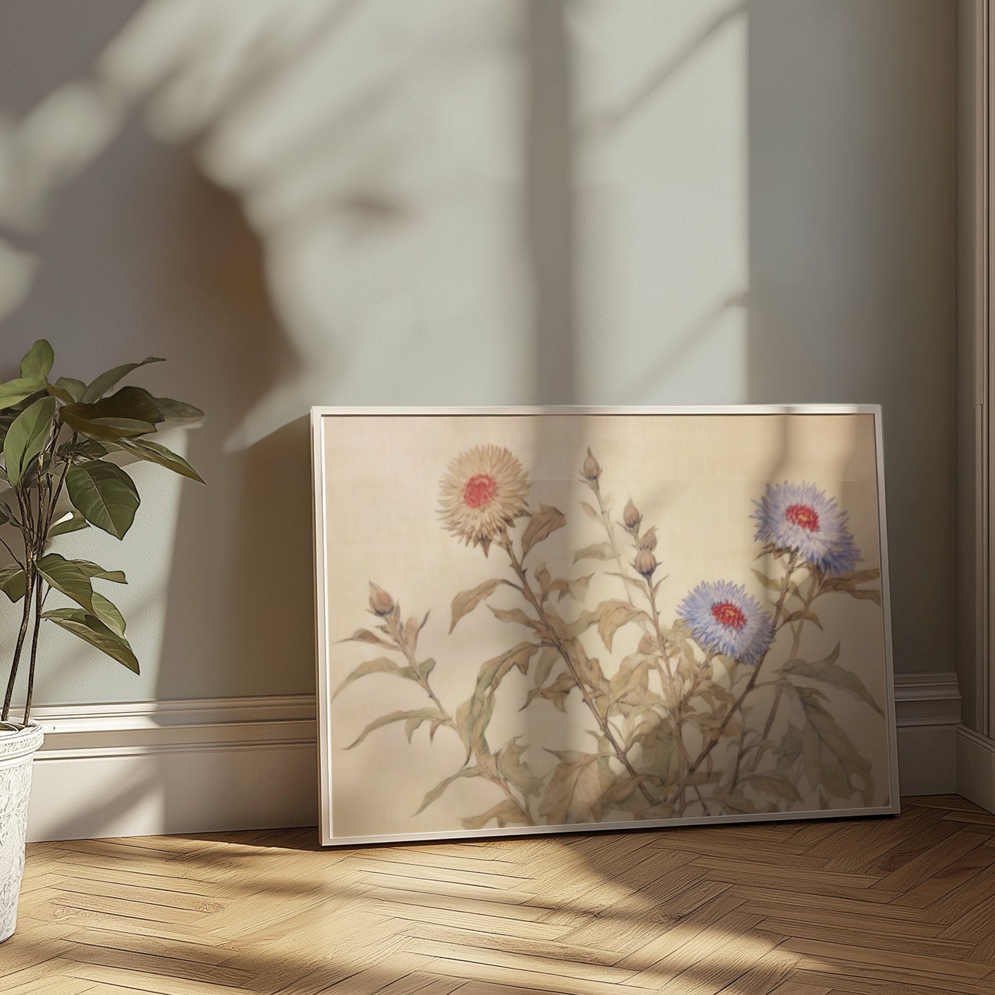 Premium Poster of Beautiful Floral Botanical Art on Neutral Background Posters