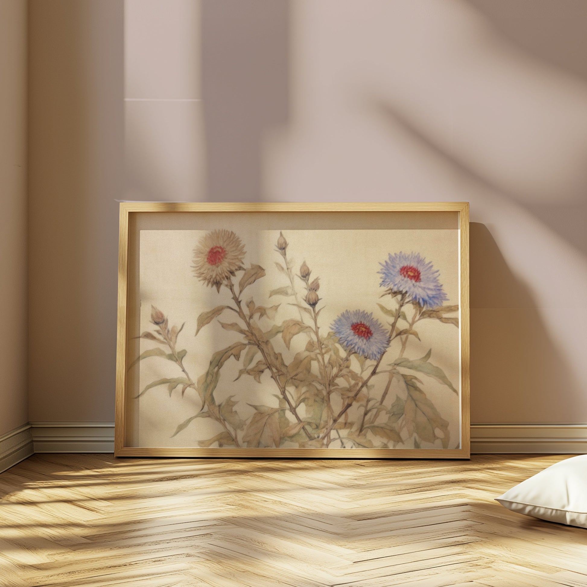Premium Poster of Beautiful Floral Botanical Art on Neutral Background Posters